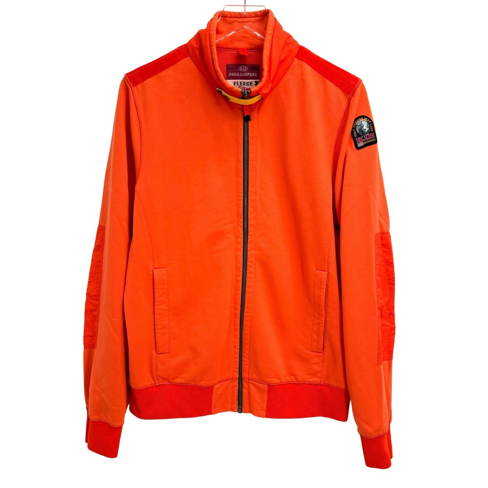 Parajumpers Fleece Nylon Jacket Mens Size M Neon Orange Full Zip Sweatshirt